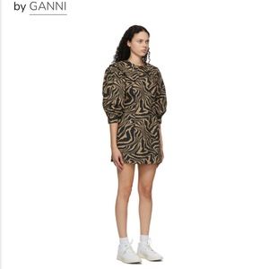 Ganni Black & Brown Collar Dress